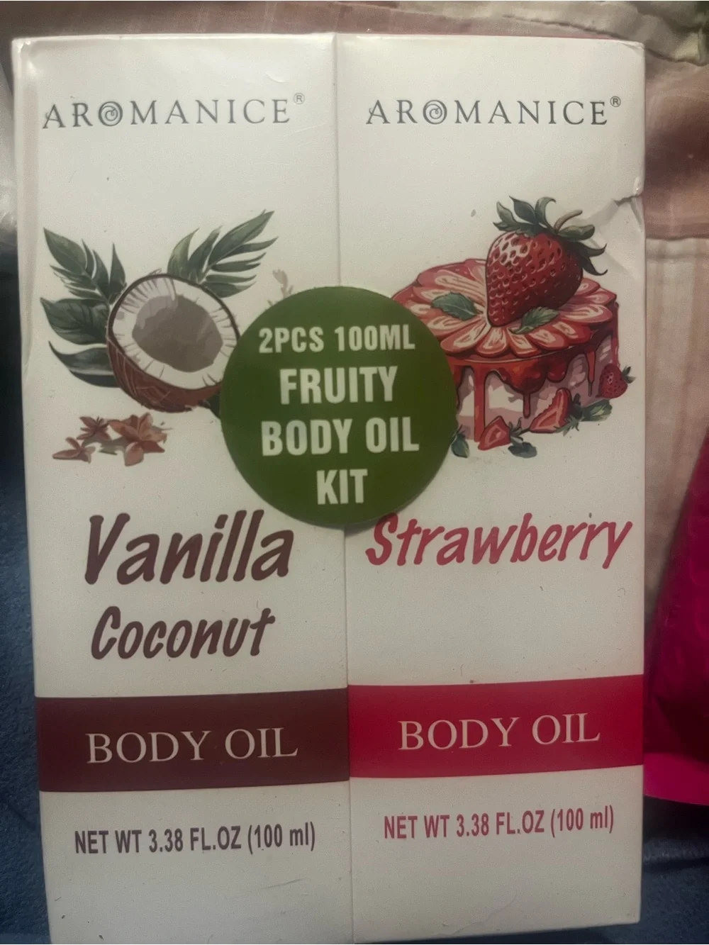 Aromanice Vanilla Coconut & Strawberry Fruity Body Oil Kit - 2 x 100ml
